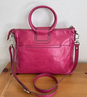 Hobo Sheila Medium Satchel Crossbody Vibrant Fuchsia Polished Leather thumbnail 1