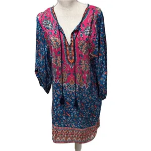 TOLANI 100% Silk Multicolor Floral Dress Size Large thumbnail 2