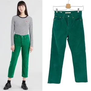 Levi's Wedgie Straight Fit Corduroy‎ Pants Green Size 24 thumbnail 2