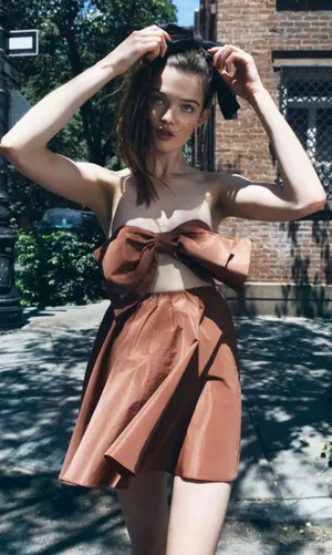 dress brown mini bow sleeveless ruffle bohemian wedding summer vacation thumbnail 6
