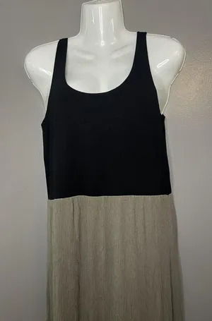 Lou & Grey Dress Womens Medium Black Olive Colorblock Maxi Sleeveless Tank thumbnail 1