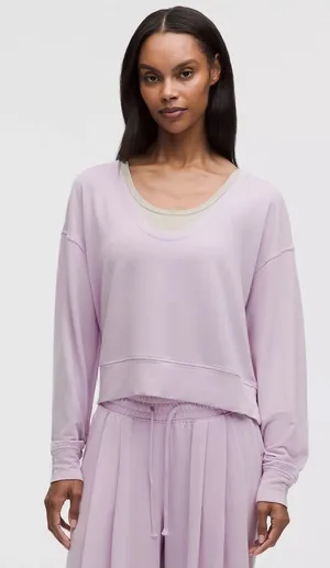 NWT Lululemon becalm Scoop-neck relaxed fit pullover lilac play size small thumbnail 1