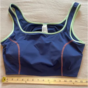 Fabletics Womens 2X Navy Blue Sports Bra Mint Green Trim Pink Stitch TK2252173 thumbnail 1