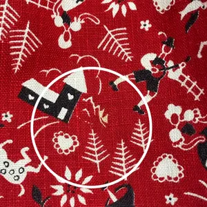 Vintage Half Apron Folk Art Print‎ Hostess Bow Ric-Rac Trim Cottagecore Handmade thumbnail 9