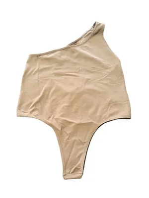 Free People One Shoulder Bodysuit Women's Size M Seamless No Excuse Brown NWT thumbnail 2