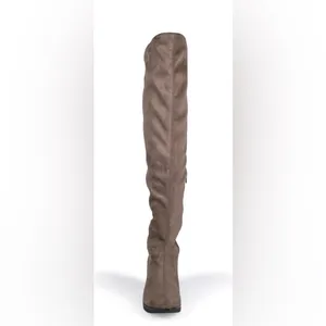 BAMBOO Over the Knee or Below the Knee Taupe Tan Faux Suede Boots. thumbnail 5