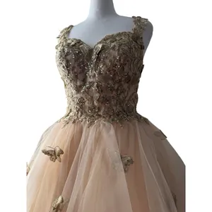 Fiesta Fashion Gold Butterfly Appliqué Sequined Corseted Fit & Flare Party Dress thumbnail 7