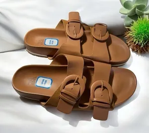 Time‎ and Tru Buckle Slide Sandals Brown 10W Womens NEW thumbnail 1