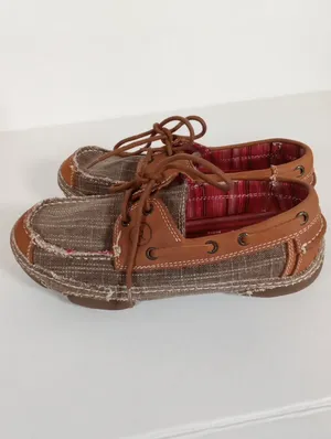 Tony Lama Womens Blum Lace Brown Contrast Loafers Canvas Western Ranch 8.5 thumbnail 4