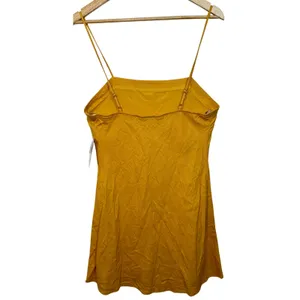 Abercrombie & Fitch Yellow Linen Spaghetti Strap Sleeveless Slip Mini Dress Sz M thumbnail 2