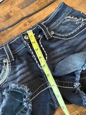 MISS ME Black Embellished Denim Cutoff Style Shorts Size 25 thumbnail 14
