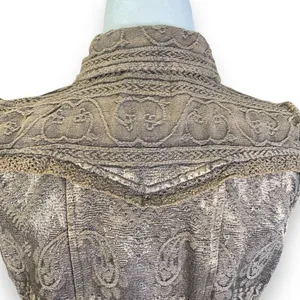 Vintage Flashback‎ Vest Metallic Brown Floral Detail Lace Embroidered High Neck thumbnail 7