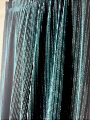 House of Harlow 1960 Teal Green Velvet Striped Wide Leg Pants Small Stretch thumbnail 4