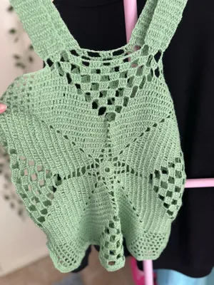 Green Knit Crochet Tank Top thumbnail 3