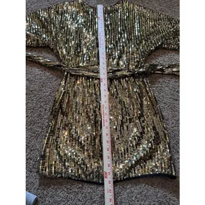Celebrity Fashion Sequin Dress By Hera Collection Sz S Gold Holiday Party NWT thumbnail 8