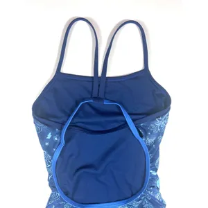 Speedo Double Crossback One Piece Blue Size 24‎ Racing Swimsuit Activewear EUC thumbnail 5