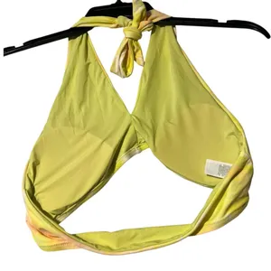 Aerie Crossover Keyhole Halter Bikini Top Women's L Vibrant Mint Yellow‎ Swim thumbnail 6
