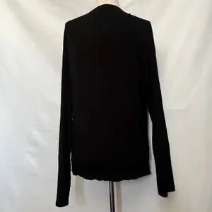 Kenarr Faux Wrap Knit Womens Top Sz L Y2K Minimal Black V-Neck Long Sleeve= thumbnail 7