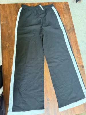 Boohoo black linen pants with white stripe size m thumbnail 2
