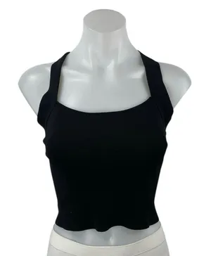 NBD Women's Black Sleeveless Knit Crisscross Back Yoga Athletic Crop Top Size M thumbnail 1