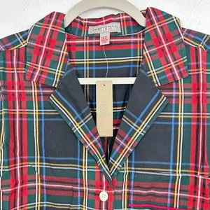 J. Crew Pajama Shirt Classic‎ Red Green Blue Stewart Tartan Plaid Cotton NWT thumbnail 3