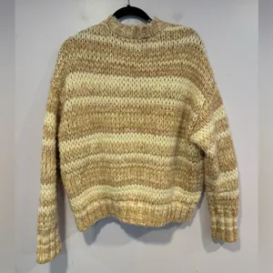 Brown tan and cream stripe heavy‎ American Eagle cardigan thumbnail 3