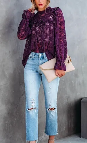 VICI | Rosa Velvet Lace Babydoll Top thumbnail 4