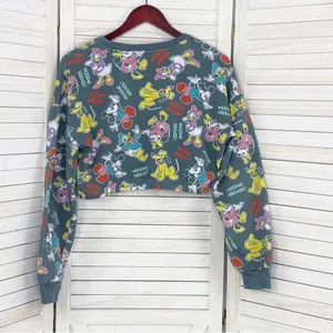 Disney‎ Mickey Mouse And Friends Crop Sweatshirt Gray Multi Medium thumbnail 9