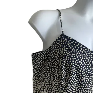 Ann Taylor LOFT Women Coastal Resort Polka Dot Dress 12 Navy Blue A-Line Classic thumbnail 5