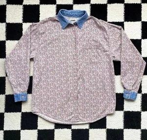 Vintage Gitano Floral Denim Shirt M thumbnail 1