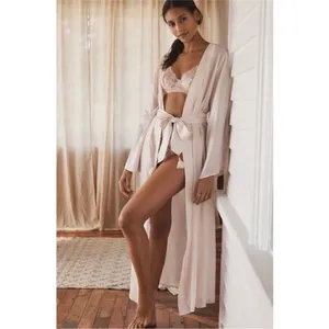 Anthropologie Sheer Pink Lace Robe - Bridal thumbnail 2
