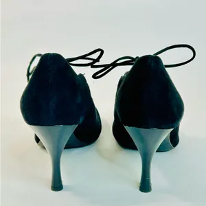 Franco Sarto Black Suede Lace-Up Heels, Round Toe, 3” Heels, size 8 thumbnail 5