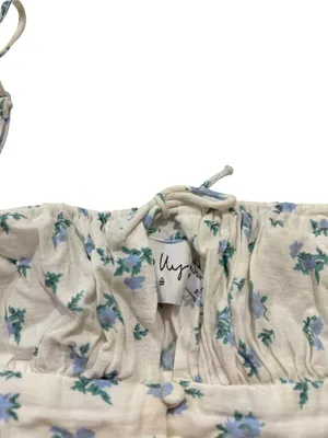 Princess Polly Ivory Blue Floral Smocked Crop Top Cami Tie Shirt Size 0 Women's thumbnail 10