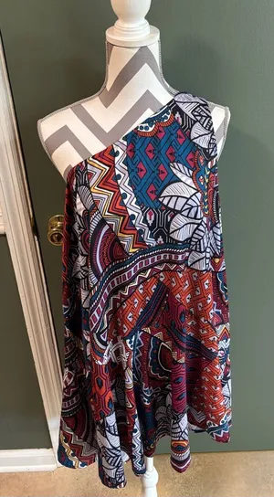 Anthropologie Multicolor Paisley One-Shoulder Dress thumbnail 1