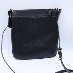 Coach Crossbody Bag Womens Small Black Crossgrain Leather Gold Hardware Zip Top thumbnail 3
