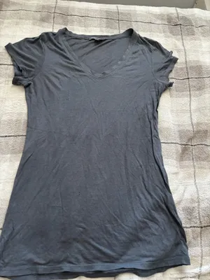 Vince Dark grey t-shirt with cut off sleeves and v neck. thumbnail 1