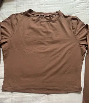 Bronze Long Sleeve Crop Top Brown Size L thumbnail 1