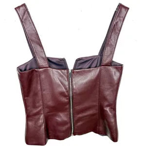 Amanda Uprichard Nia Top Faux Leather Lined Back Zipper Closure V-Wire Small thumbnail 4