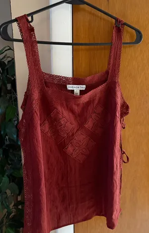 And Now This Wine-Red Lace-Trim Camisole Top thumbnail 1