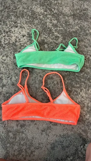SheIn Teal and Coral bikini tops thumbnail 2