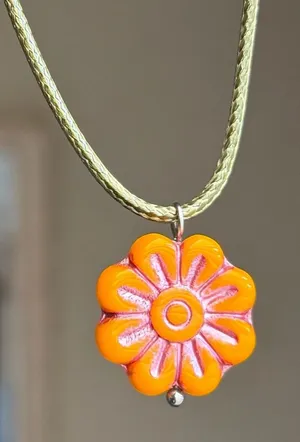 Handmade unique fairy retro cute Czech glass flower necklace🧡 thumbnail 1