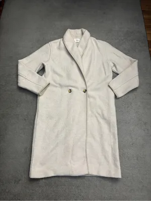 Aritzia Wilfred Free Charlize Merino Wool Shawl Collar Jacket Button Front Ivory thumbnail 4