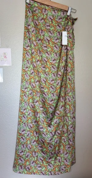 Compania fantastica Floral Green tie waistMaxi Skirt NWT summer boho tiger beach thumbnail 1