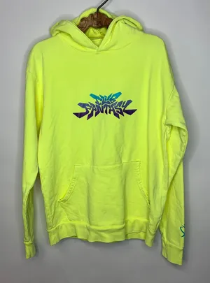 Club Fantasy Neon Yellow Starlight Heavy Cotton Hoodie Large Sweatshirt thumbnail 1