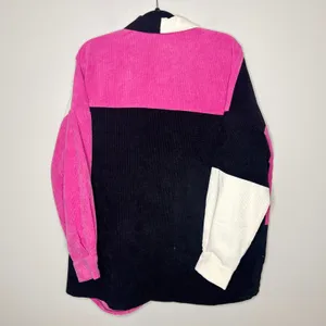 Fantastic Fawn Oversized‎ Colorblock Corduroy Tunic Top Shacket Size Large Pink thumbnail 5