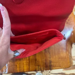 Express Red Leather Shoulder Bag with Chain‎ Strap thumbnail 3