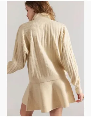 NWT Free People Beige Quincy Knit Mini Skirt Set thumbnail 2