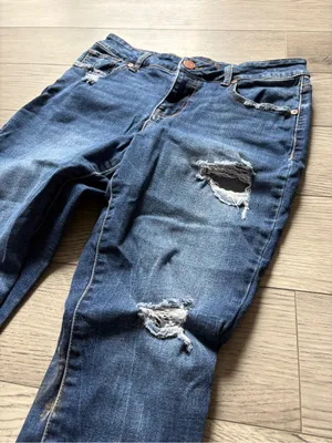 Maurices Distressed Dark Blue Ankle Jeans thumbnail 2