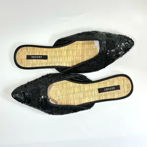 Report Black Beaded & Sequined Mules With Bamboo Insole thumbnail 3