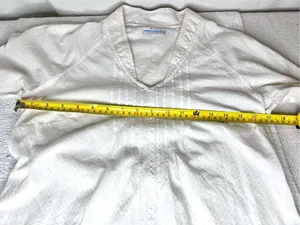 Columbia Top Women’s Roll Tab Sleeve Blouse V-Neck White Size S/P Cotton thumbnail 6